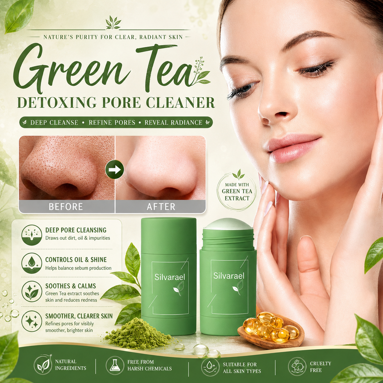 Silvarael® Green Tea Pore Reset Mask Stick