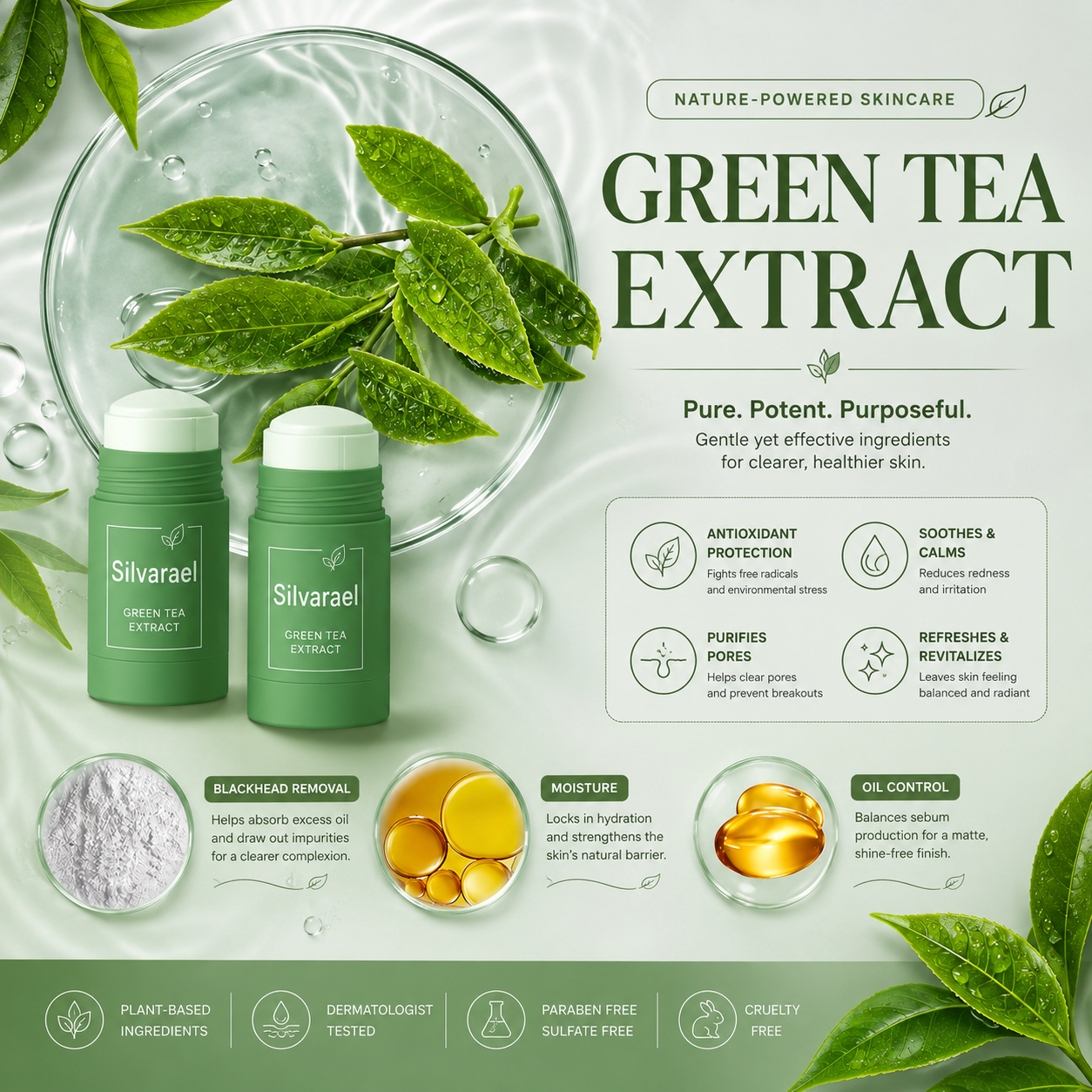 Silvarael® Green Tea Pore Reset Mask Stick